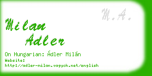 milan adler business card