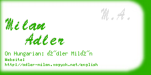 milan adler business card